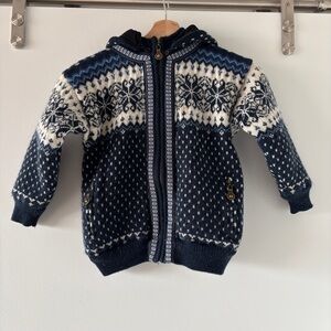 Windfjord Of Norway Fair Isle Merino Wool Cardigan Sweater